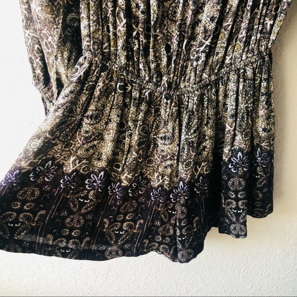 Free People Size Small So Divine Romper Floral Abstract Print Off Shoulder Boho - Picture 9 of 10